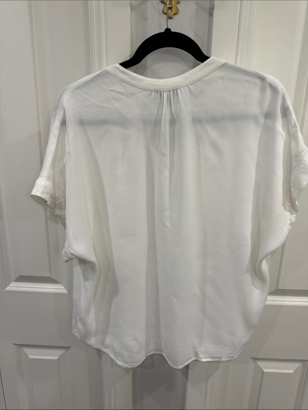 Point Sur White Short Sleeve Button Henley Blouse - Picture 3 of 3